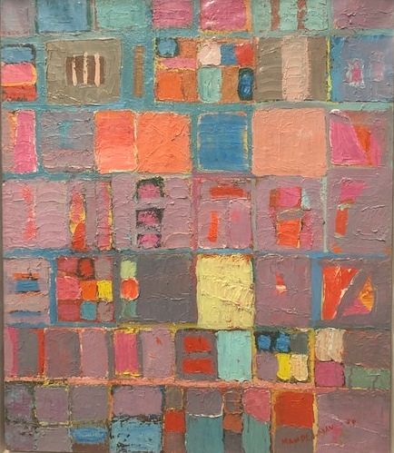 Beatrice Mandelman, Untitled (Pink and Gray Grid Abstraction)