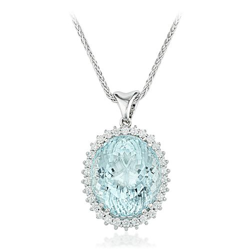 Aquamarine and Diamond Necklace