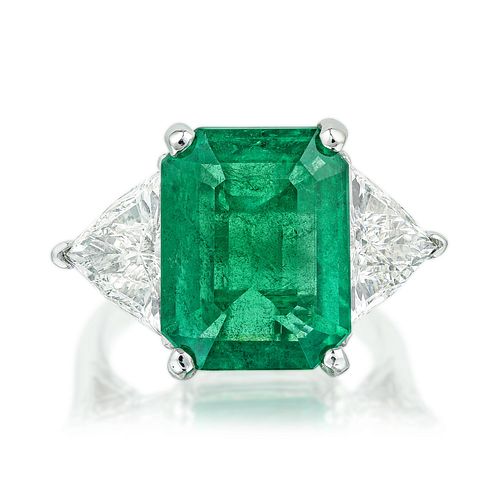 6.75-Carat Emerald and Diamond Ring