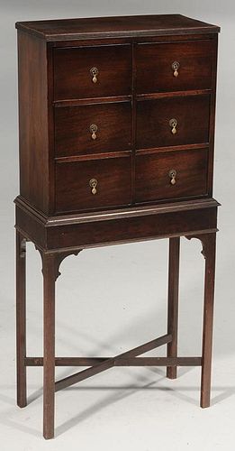 Mahogany Six-Drawer Cabinet on Stand