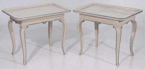 Pair Painted Tray-Top Tables