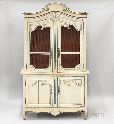 French Provincial Painted Buffet a Deux Corps