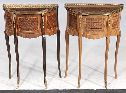 Pair Louis XV Style Parquetry and