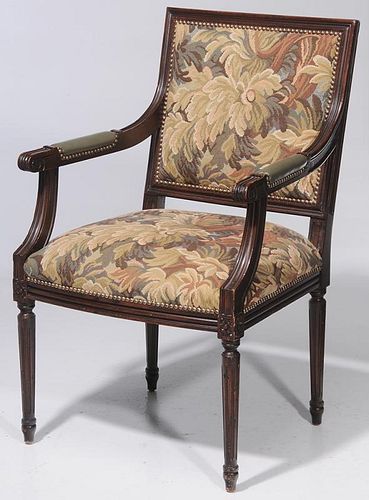 Louis XVI Style Upholstered Open-Arm