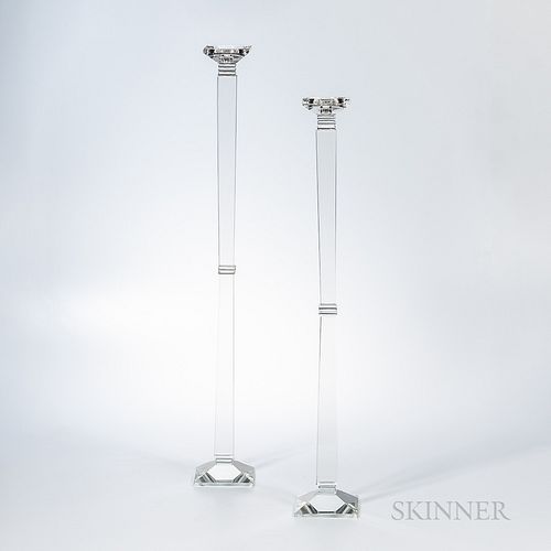 Two Tall Cut Crystal Candlesticks