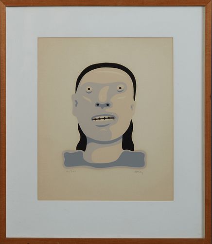 Robert Gordy (1933-1986, Louisiana), "Female Head," 20th c., silkscreen in colors, 41/300, pencil numbered lower left margin, pencil signed lower righ
