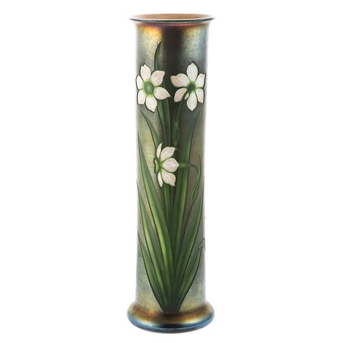 Tiffany Favrile Intaglio Cylinder Glass Vase