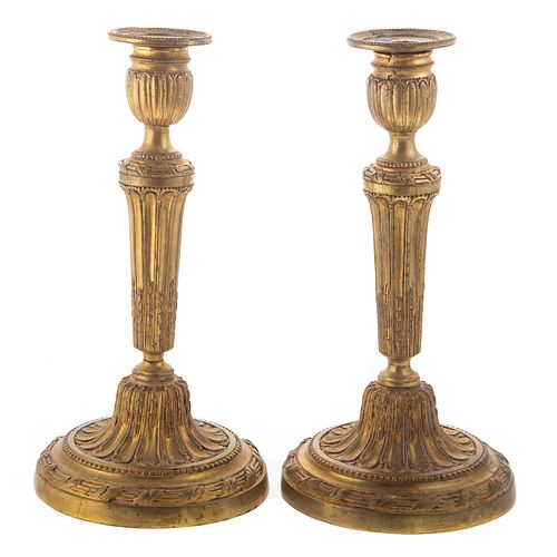 Pair Napoleon III Gilt Bronze Candlesticks