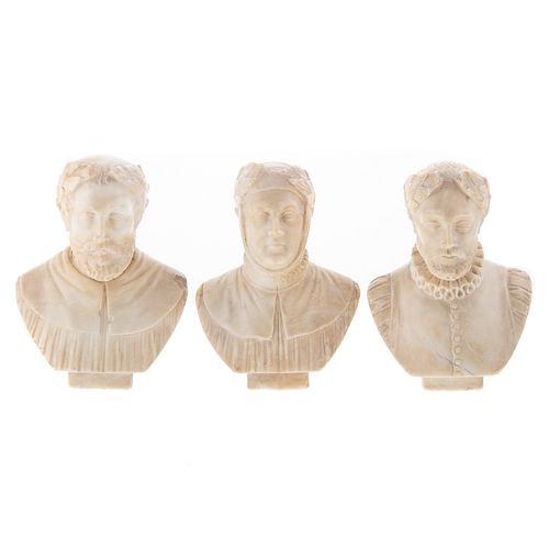 Three Continental Carved Alabaster Miniature Busts