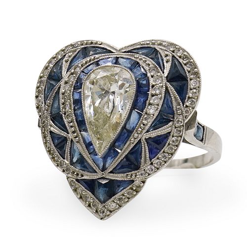 1940s Heart Shaped Diamond & Gold Ring