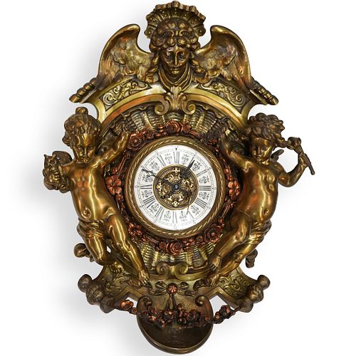 19th Cent German Bronze Cartel Wall Clock