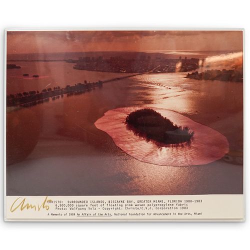 Christo Signed Surrounded Islands Photograph