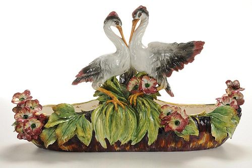 Ceramic Planter Decorated with Storks