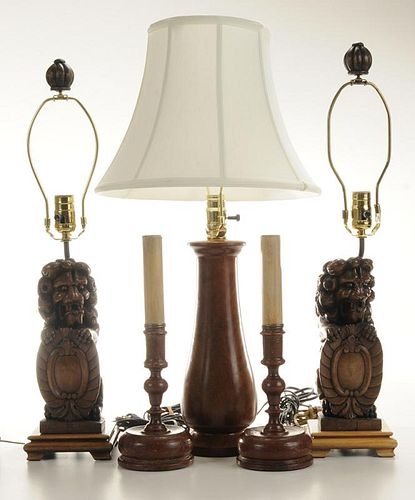 Five Wooden Lamps