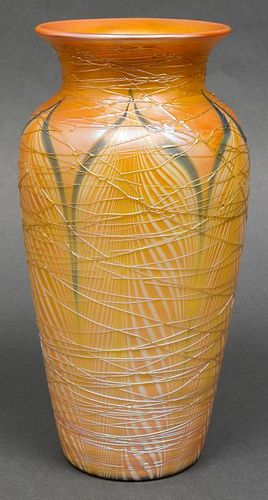 Durand Tall Feathered Art Glass Vase