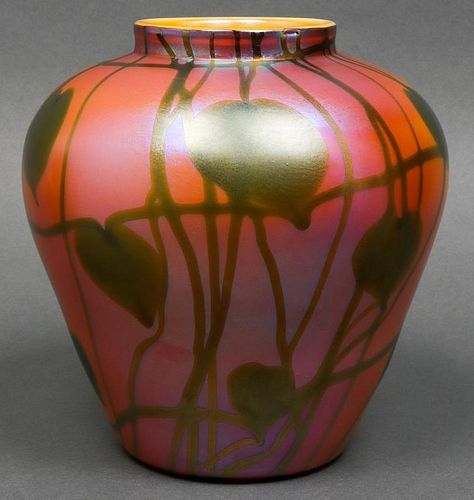 Durand Foliate Design Art Glass Vase