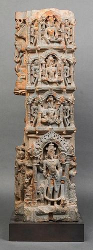 Rajasthani Indian Schist Column Fragment, 12th C