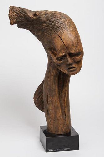 L. Arye "As a Driven Leaf" Carved Wood Sculpture