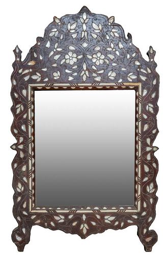 Anglo-Indian Shell Inlaid Framed Mirror, Antique