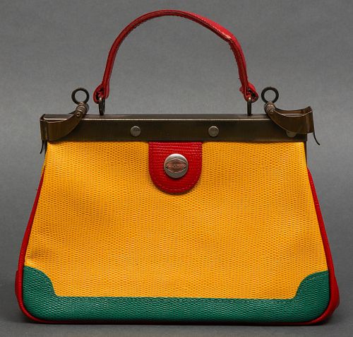 M.J. Knoud Color Block Lizard Handbag
