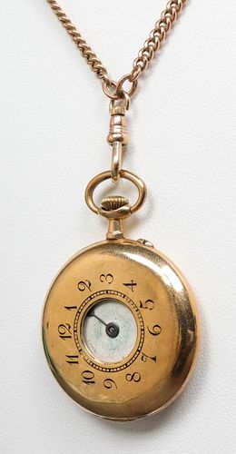 18K Gold Ladies Pocket Watch with 10K Necklace