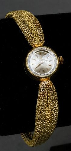 Omega 18K Yellow Gold Mesh Ladies Watch, Vintage