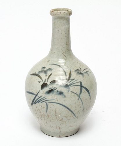 Asian Possibly Korean Hand-Painted Bottle Vase
