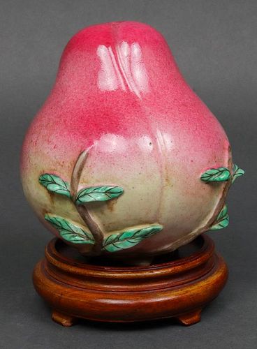 Chinese Ceramic Peach Altar Fruit