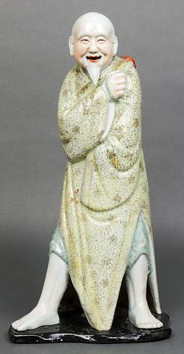 Chinese Polychrome Ceramic Fisherman Figure