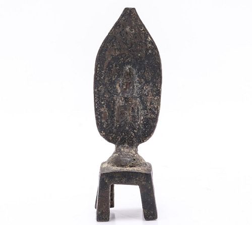 Chinese Small Bronze Votive Stele in Box
