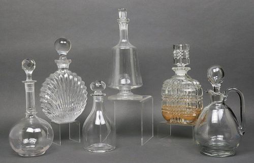 Crystal & Glass Decanters, Group of 6
