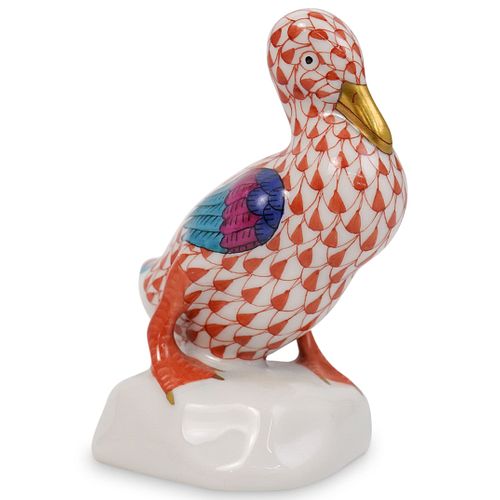 Herend Porcelain Fishnet Duck Figurine