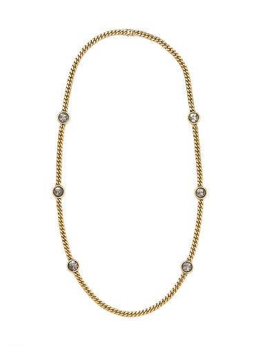 BVLGARI, YELLOW GOLD AND ANCIENT ROMAN COIN LONGCHAIN NECKLACE