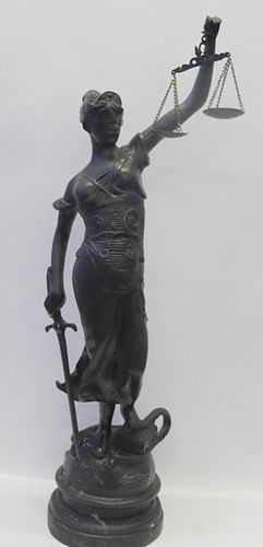 Large Bronze Sculpture Of Justice Signed A. Mayer