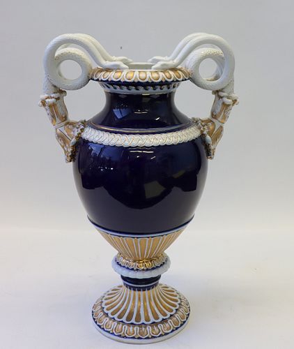 Meissen Porcelain Cobalt And White Urn With