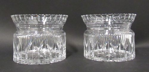 Pair Of In Style Of Waterford Fine Cut Glass Bowls