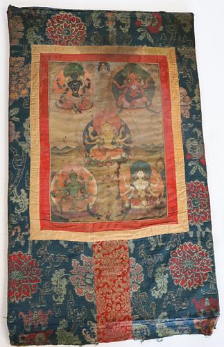 Antique Chinese Tibet Hand Painted Thangka