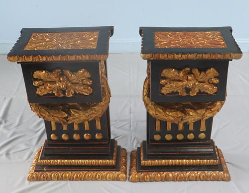 Vintage Pair Of Gilt And Paint Decorated