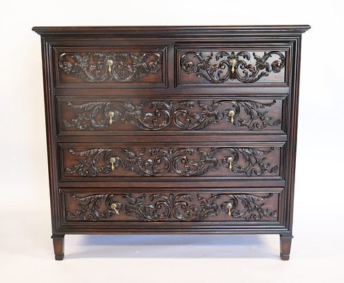 Vintage And Fine Quality Highly Carved Chest Of