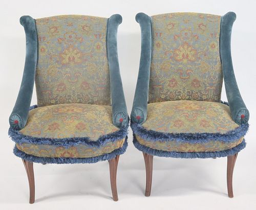 Pair Of Art Deco Upholstered Boudoir Chairs.