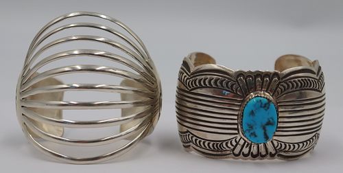 JEWELRY. (2) Signed Southwest Sterling Cuff