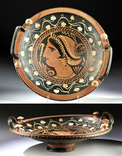 Fine Greek Apulian Pottery Patera w/ Lady of Fashion