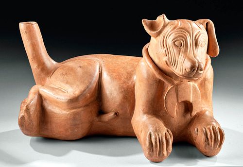 Realistic Teotihuacan Terracotta Dog Vessel, TL'd