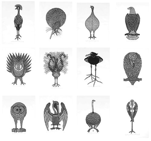 JACQUES HNIZDOVSKY, 12 Prints, Birds Suite