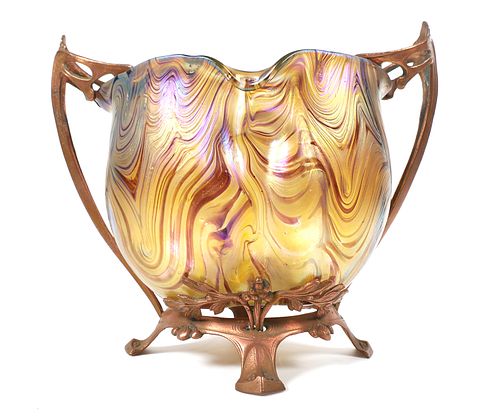 LOETZ Bronze Mounted Art Glass Vase