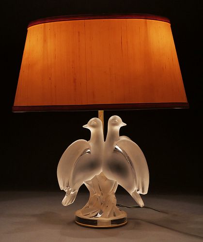 Lalique Crystal ARIANA Double Dove French Lamp