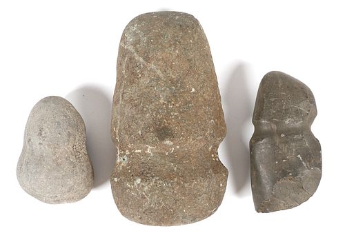 (3) INDIAN Native American Carved Stone Tools