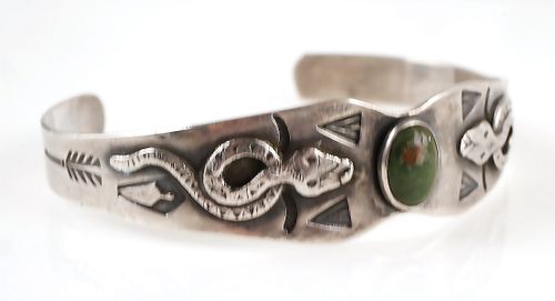 NAVAJO Sterling Turquoise Snake Bracelet