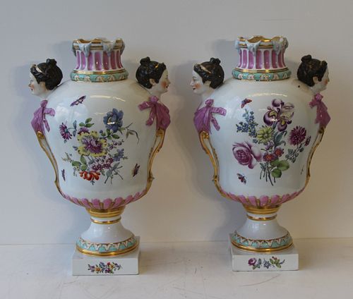 Large Pair Of KPM Porcelain Figural Urns