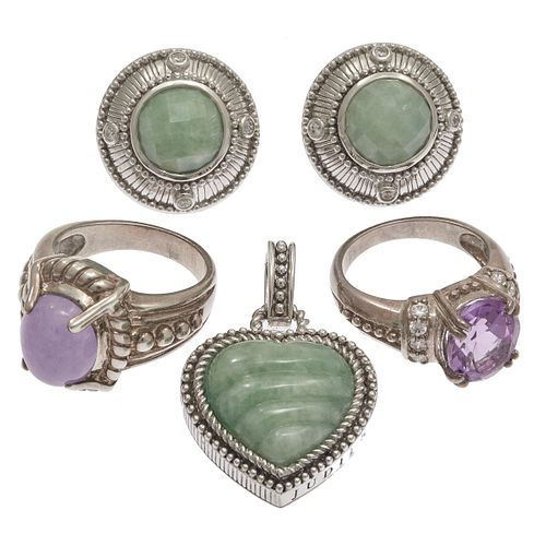 Collection of  Judith Ripka Jade, Amethyst Sterling Silver Jewelry